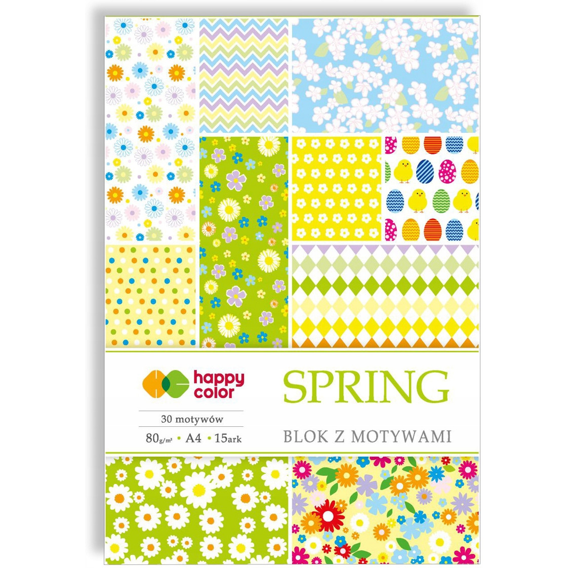 Blok z motywami SPRING A4 15ark. 30motyw,HAPPY COLOR HA3808 2030-S